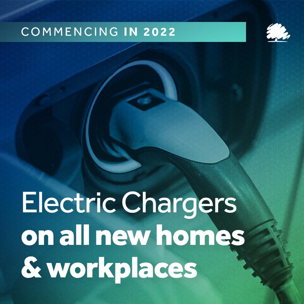 Electric Chargers on all new homes and workplaces