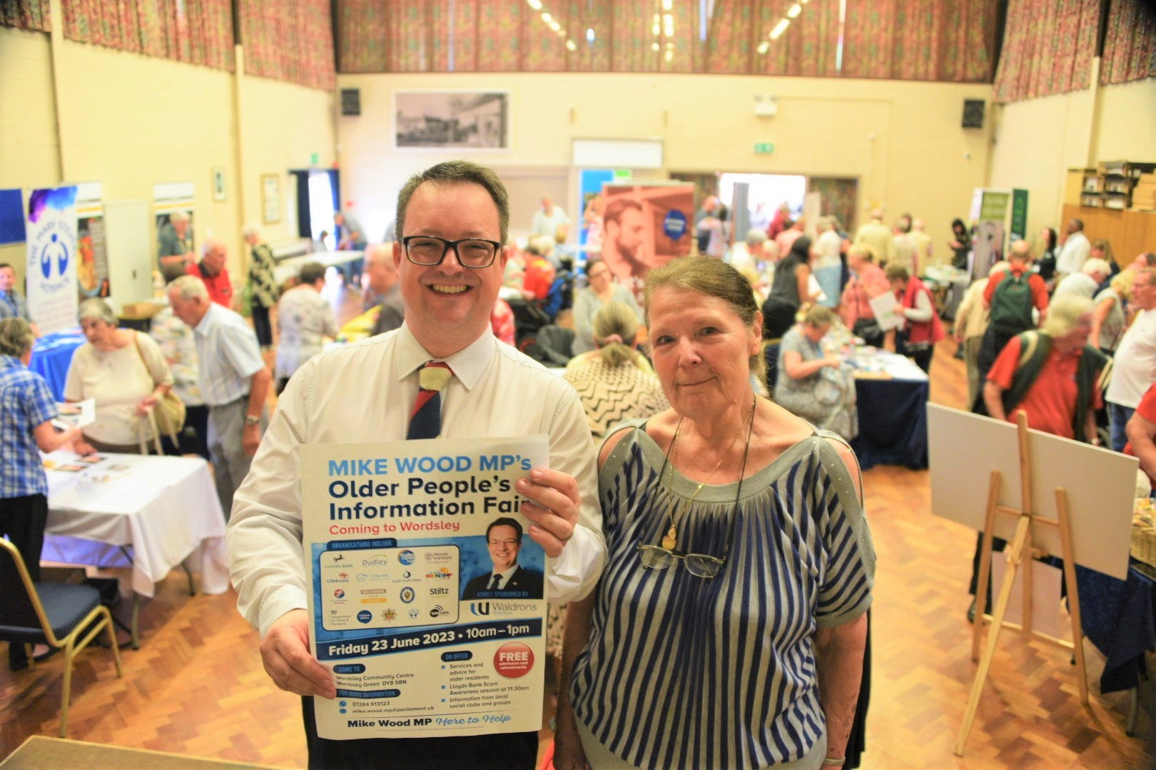 Mike Wood MP with Wordsley Community Centre Chairman, Janet Blakeway, at Mike's annual Older People's Information Fair