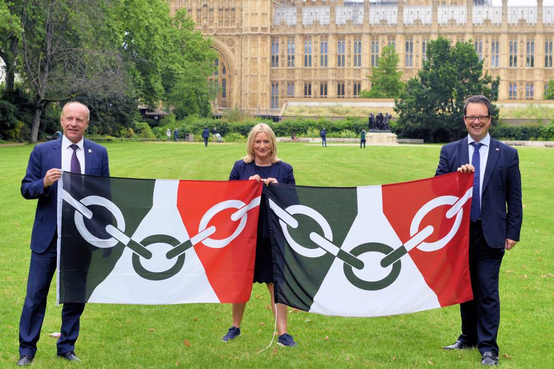 Mike and neighbouring MPs, Suzanne Webb and Marco Longhi, fly the flag for Black Country Day