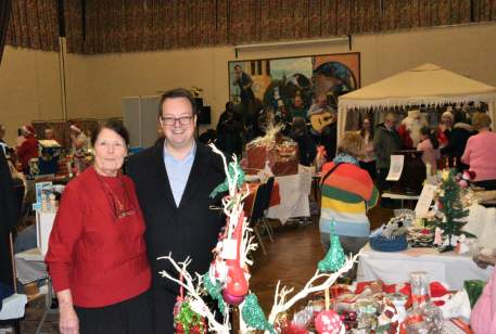 Mike at Wordsley Community Centre Christmas Bazaar with Janet Blakeway